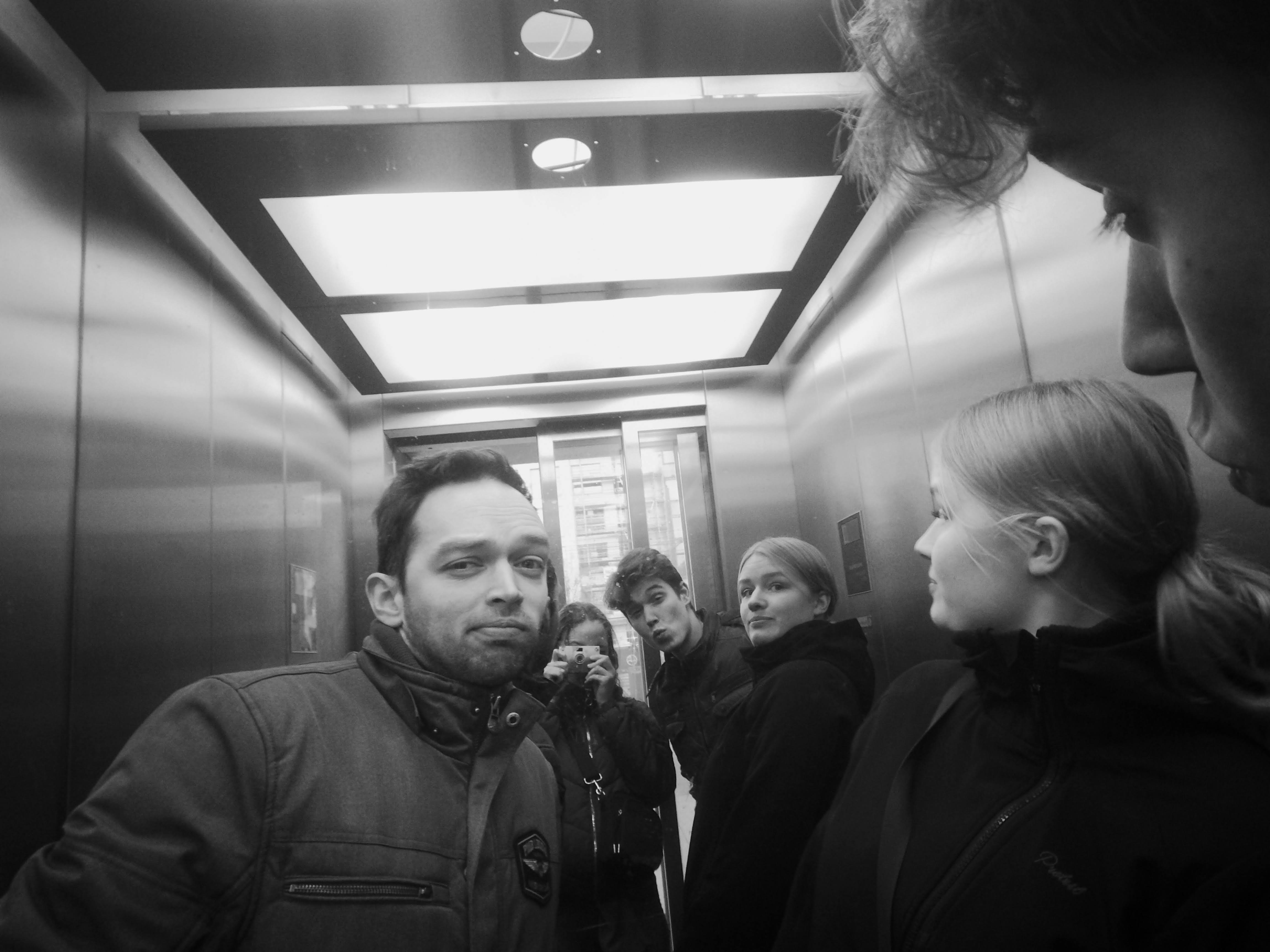 Me and friends in elevator