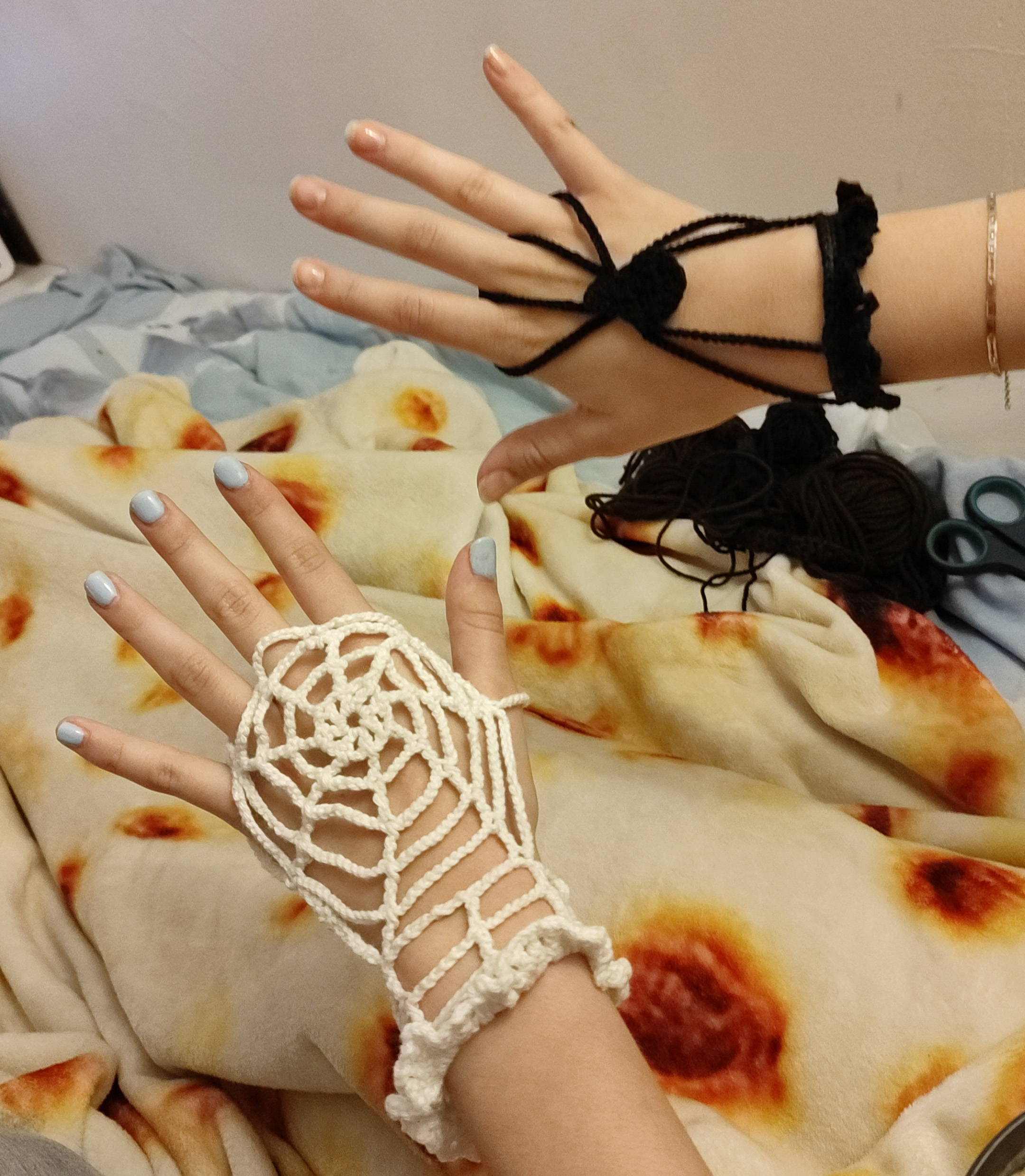 crochet spider gloves
